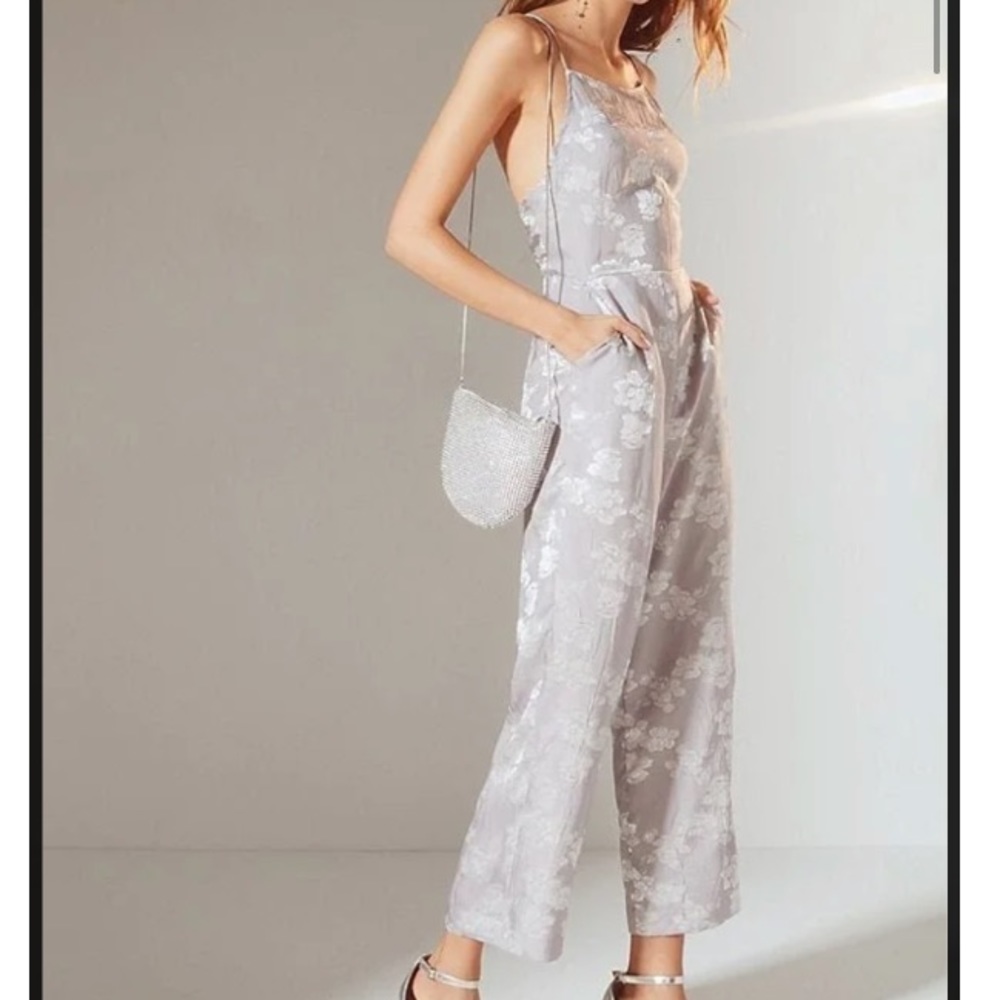 Urban Outfitters Lily Jacquard Lace up Jumpsuit